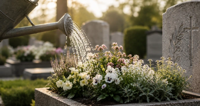 Arrosage et entretien floral d’une sépulture dans le Lauragais